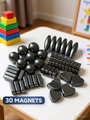 Utsub Magnetic Toy 30 pcs – 5 Shapes Magnetic Shape Set for Kids Multipurpose Office Magnets Pack of 30
