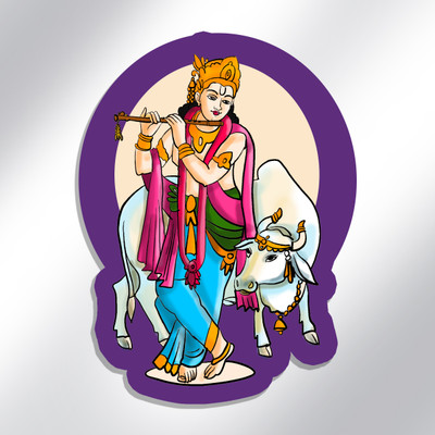 Doodle Monk Kadhambam KRISHNA Fridge Magnets for Refrigerator | Print on Wood Fridge Magnet Pack of 1(Multicolor)