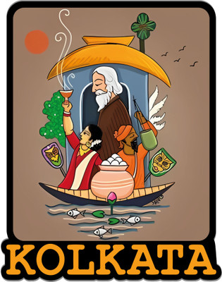 Gift Me Bazar Kolkata Fridge Magnet for Refrigerator Stylish for Gift Home Kitchen Fridge Magnet Pack of 1(Multicolor)