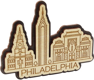 Printtoo Philadelphia Pennsylvania City Souvenir Engraved Wooden Fridge Magnet Decor Fridge Magnet Pack of 1(Brown)