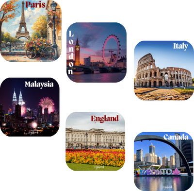 GLOBEADO 6 Pcs Country Landmark Fridge Magnet Set Fridge Magnet Pack of 6(Multicolor)