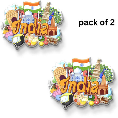 PRINTSY GALLERY India Country Theme Souvenir Wooden Refrigerator Stylish Fridge Magnet Pack of 2