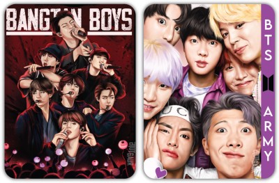 Quirky Hai BTS Theme Illustrated Vector Fridge Magnet for K-pop Fans Fridge Magnet Pack of 2(Multicolor)