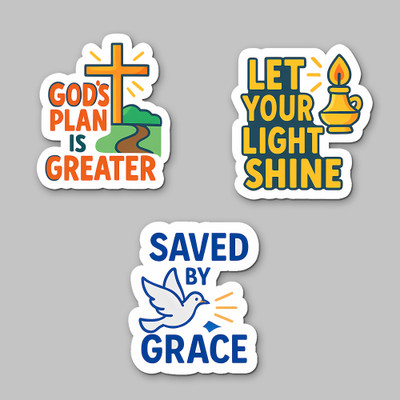 Five Kraft Christian Acrylic 4x3 Inch God Plan, Shine & Saved Grace for Home & Chruch Decor Fridge Magnet Pack of 3(Multicolor)