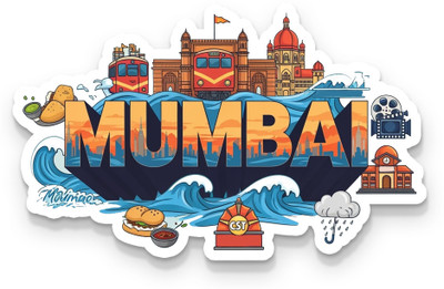 Gifteeng Stylish Souvenir Magnet for Fridge, Wardrobe & Metal Surfaces (Mumbai 02) Fridge Magnet Pack of 1(Multicolor)