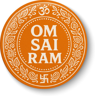 PEACOCKRIDE Ohm Sai Ram I Om Sai Ram I Sai Baba I Hindu Fridge Magnet Pack of 1(Multicolor)