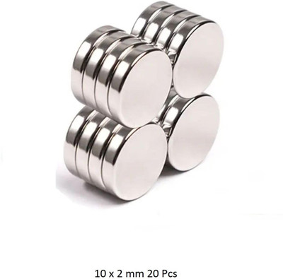 KRYTONE 20 Piece Silver Round Magnet Set (10 x 2 mm) Use as Fridge Magnet, Door Magnet, Kitchen Organiser Magnet, Multipurpose Office Magnets Pack of 20(Silver)