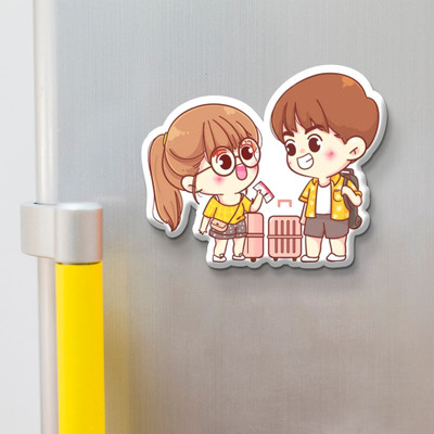 PRINTSY GALLERY Couple Travel Scooter Ride Printed Magnet for Office, Kitchen and Home Fridge Magnet Pack of 1(Multicolor)