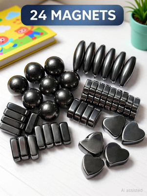 Utsub Magnetic Toy 24 pcs – 5 Shapes Magnetic Shape Set for Kids Multipurpose Office Magnets Pack of 24(Black)