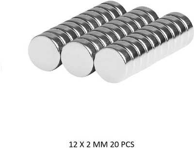 KRAFTMASTERS 20 Piece Silver Round Button Magnet Set (12 X 2 MM)Use As Fridge Magnet, Door Magnet, Kitchen Organiser Magnet, Multipurpose Office Magnets Pack of 1(Silver)
