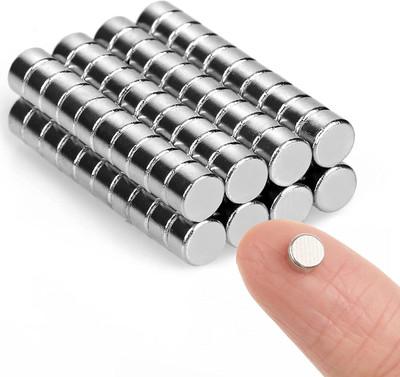 True-Ally 50 Pieces of 5x3mm Neodymium Magnets - N52 Disc magnets - Rare Earth NdfeB Multipurpose Office Magnets, Fridge Magnet, Kitchen Organiser Magnet Pack of 50(Silver)