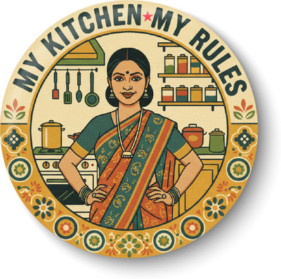 PEACOCKRIDE My Kitchen My Rules I Indian MOM Kitchen Rules I Cooking I Restaurant I Fridge Magnet Pack of 1(Multicolor)