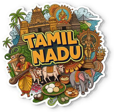 Gifteeng Tamil Nadu 4mm Thick, Stylish Magnet for Fridge, Wardrobe & Metal Surfaces Fridge Magnet Pack of 1(Multicolor)