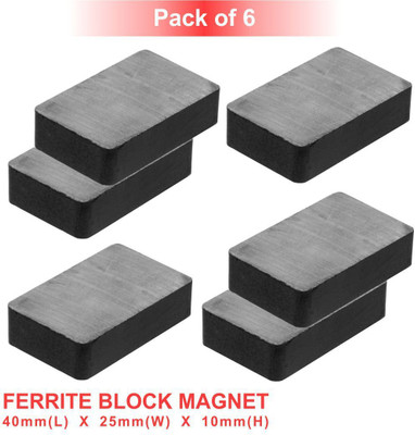 Scienticy Powerful Ferrite Block / Bar / Rectangular Magnet- 40mm X 25mm X 10mm Multipurpose Office Magnets Pack of 6(Black)