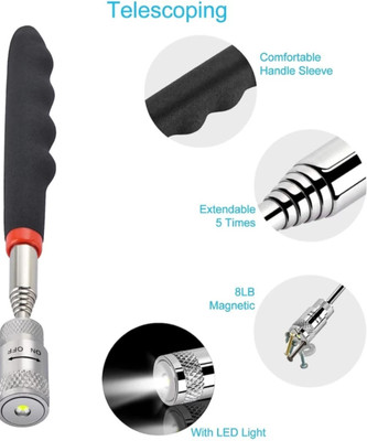 Kitchonic Magnetic Pickup tool with LED light Telescopic Handle Magnetic Pickup Tool(Telescopic, LED Light Included)