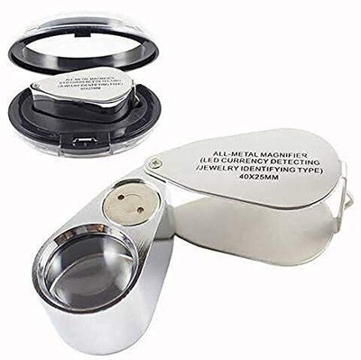 SHUANG YOU 40X x 25 mm Metal Jeweller LED Microscope/Foldable Lens All Metal Magnifier 40X x 25 mm Metal Magnifier(Silver)