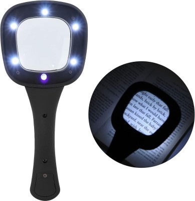 Hoaxer Illuminated Magnifier For Seniors Reading 3X Magnifying glass(Black)