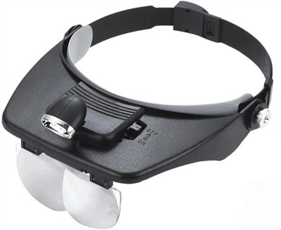 SHUANG YOU Head-Mounted Magnifying Glass with 3 LED Lamps,Watchmaker 1X 1.5X 2X 2.5X 3.5X 8X Repair Tool Magnifier,6 Multiple Interchangeable Lenses(Black)