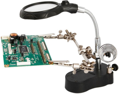 Magma Store Helping Hand Clip LED Magnifying Soldering Iron Stand 2.5X Magnifier(Black, Silver)