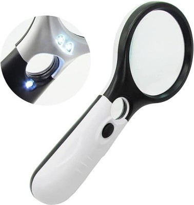 TNEMEC 3X & 45x Handheld Magnifier,Lens Jewelry Loupe, Book 3X45X Magnifying Glass with LED(Multicolor)