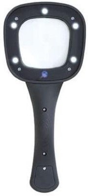Hoaxer Hand Held X4 Illuminated Magnifier - Long Handle 3X Magnifying glass(Black)
