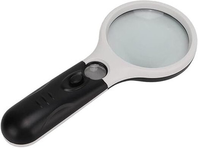 outil LED Lighted Handheld Magnifying Glass with 3X & 45X Dual Lens 3X & 45X Dual Magnification For Reading / Seniors Focus:(White)