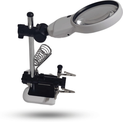 Octec LED Clamp Magnifier – 3.5X & 5.25X for Reading, Welding, Jewelry, Electronics 3.5X (90mm lens) | 5.25X (19.5mm lens) Auxiliary Clamp Magnifier(White)