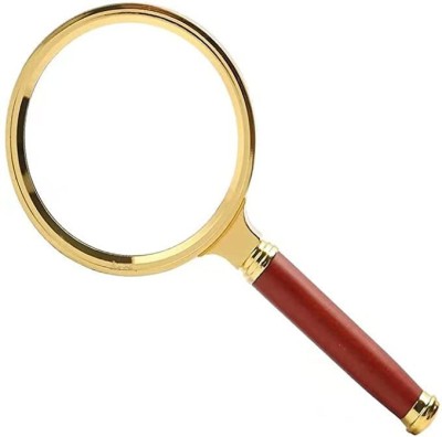 Levin Magnifying Glass Handheld Magnifier for Reading Magnifying Glasses 80mm 10X magnifying glass(Brown, Gold)