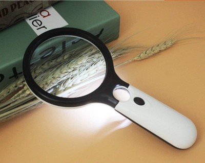 TNEMEC Magnifier Glass for Book and Newspaper Reading with 3 Led Light 3X & 45X 3X , 45X 3 led Magnifier(Black,white)
