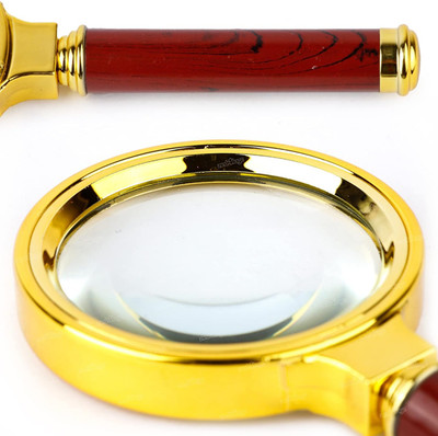 Glasso 80mm Golden Metallic Magnifier for kids and students with reading power X4, Lens 4X Hand-held Magnifying High Power(Golden, Red)