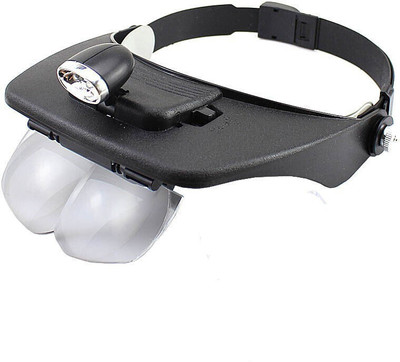 MILLENNIUM Headband LED Head Light Magnifying Glass Loupe 4x Lens 1.2X,1.8X,2.5X,3.5X Magnifier(Black)