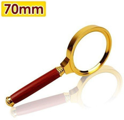 Sarvottam 70mm Magnifying Glass, Antique Handheld Magnifying Glass For Reading Newspapers 70mm Zoom(Gold, Maroon)
