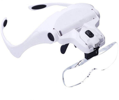 SHUANG YOU Headband Magnifier, 5 Lens Head Mount Magnifying Glass with Light 3.5x Headset Wearable Magnifying Glasses for Close Up Work(White)