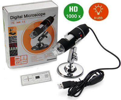 BALRAMA 10X-1000X USB Magnifier Microscope Portable Digital USB Microscope Camera Zoom 1000x 2MP 8 LED USB Portable Digital Microscope 8 LED Magnification Endoscope Non-magnetic Electronic Level(10 cm)