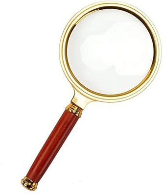 Levin Magnifying Glass for Reading Lens Detachable Handle Glass Magnifier 90mm 10X magnifying glass(Brown, Gold)