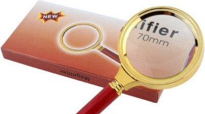 Sukot Magnifying Tool 10x Magnification 70 mm Zoom Magnifier Glass(Brown / Gold)
