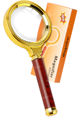 FIDDLERZ Magnifying Glass for Reading/Map, Double Glass 60mm High Power Antique(Golden) 7x Magnifier(Gold)