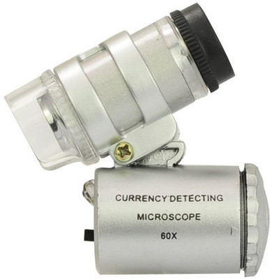 Inditradition Pocket Microscope Magnifier | for Currency, Jewellery, with LED & UV Light (60X Zoom) Magnifiers(Grey)