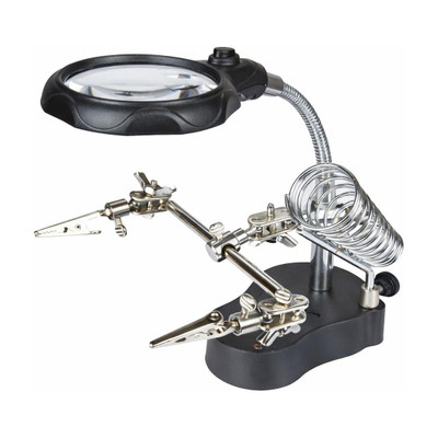 Butee Electronics Repair Helping Hand with Magnifying Glass & LED Light 3.5X Magnifying Stand(Black)