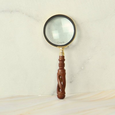 CRAPLE Rare Find Portable Wood Handheld Light Weight Brass Magnifying Glass 10 Magnifying(Antique Look)