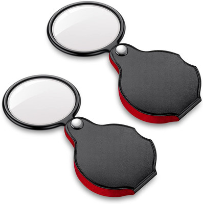 uptodateprouducts 2PCS Magnifying Glass Senior Pocket Magnifier Reading/Close Work Mini Folding 10X Mini Folding Magnifying Magnify Glass(Black)