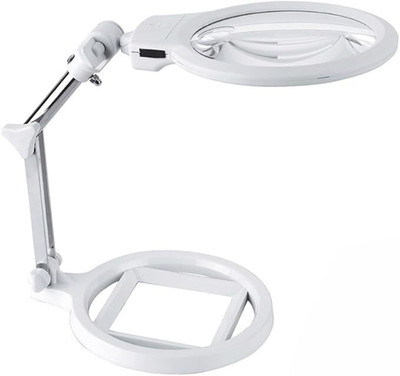 URBAN BOX Magnifying Glass,Headband Magnifier Jewelers Loupe Portable Folding 2 LED Light 2X 6X Magnifying Glass(White)