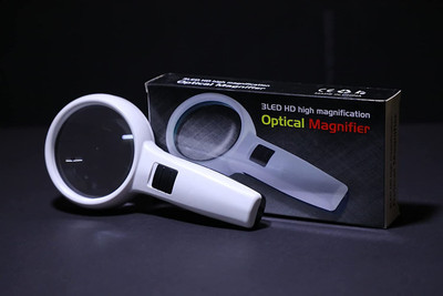 GoodsBazaar Handheld HD Lens with LED Light Reading and Maintenance Magnifying Glass-XII57 10X Magnifying Glass(Black, White)