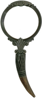 GOLA INTERNATIONAL Antique Replica 4 inch Brass Ring Handheld Detachable Magnifier with Handle 1 Magnifying Glass(Brown)