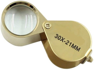 BM RETAIL 30X Full Metal Illuminated Jewelry Loop Magnifier 30mm Pocket Folding Magnifying Glass Jewelers Eye Loupe(Gold)