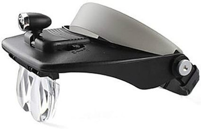Bluedeal Adjustable Loupe ABS Headband Magnifying Glass with 1Bulb Light Head Light Black 1.2X/1.8X/2.5X/3.5X Magnifying Glass(Black)