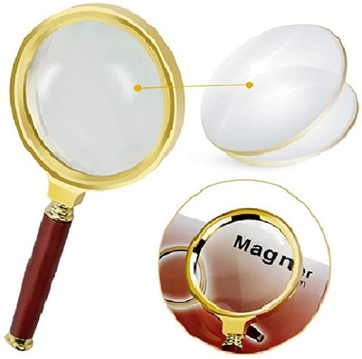 ZVR Handheld Magnifier, Reading Glass Detachable Magnifying for Soldering 80mm 40 Magnifier(Golden)