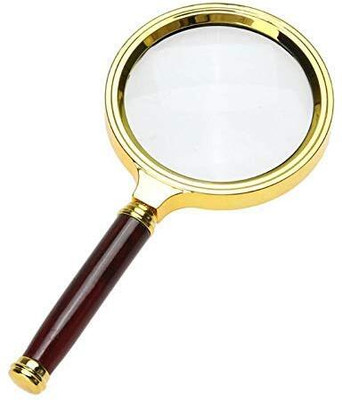 KENAYO ENTERPRISE 80mm 10X Handheld Magnifier Magnifying Glass Lens Zoomer Loupe for Science, 10X Magnifying Glass(GOLDEN)