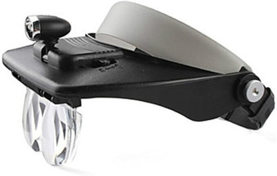 Bluedeal Adjustable Loupe ABS Headband Magnifying Glass with 4 LEDs Light Lamp 1.2X 1.8X 2.5X 3.5X Head Light Magnifier(Black)
