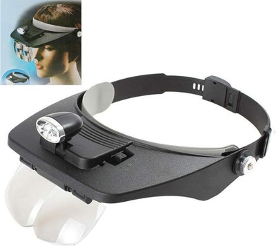 Bluedeal Headband Led Head Light Magnifier Magnifying Glass 4 Lens 1.2X, 1.8X, 2.5X, 3.5X 1.2X 1.8X 2.5X 3.5X Head Light Magnifier(Black)